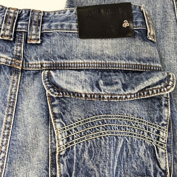 Play Bigg Jeans Men's Cargo Flap Pocket Wash Out Hip Hop Denim ShortsSize 32 NWT - Picture 8 of 15